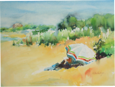 Point of View - Wood Neck Beach - Watercolor by Kate Aubrey